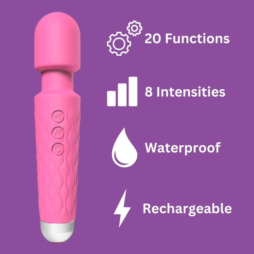 Loving Joy 20 Function Wand Vibrator Pink Sensual Secret Boutique