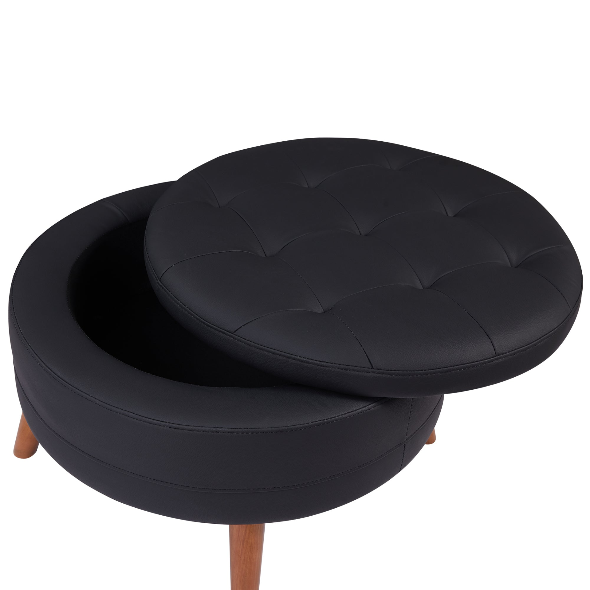 Upgrade Your Living Room with the 107" Contemporary Sofa - Stylish Sofa Couch with Round Storage Ottoman and Removable Pillows - Black Sensual Secret Boutique