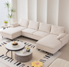 U-Shaped Linen Sectional Sofa with Double Chaises, Beige - Stylish and Versatile Sensual Secret Boutique