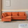 Modular L-shaped Corner Sofa, Left Hand Sectional Couch | Orange Cotton Linen-90.9'' Sensual Secret Boutique