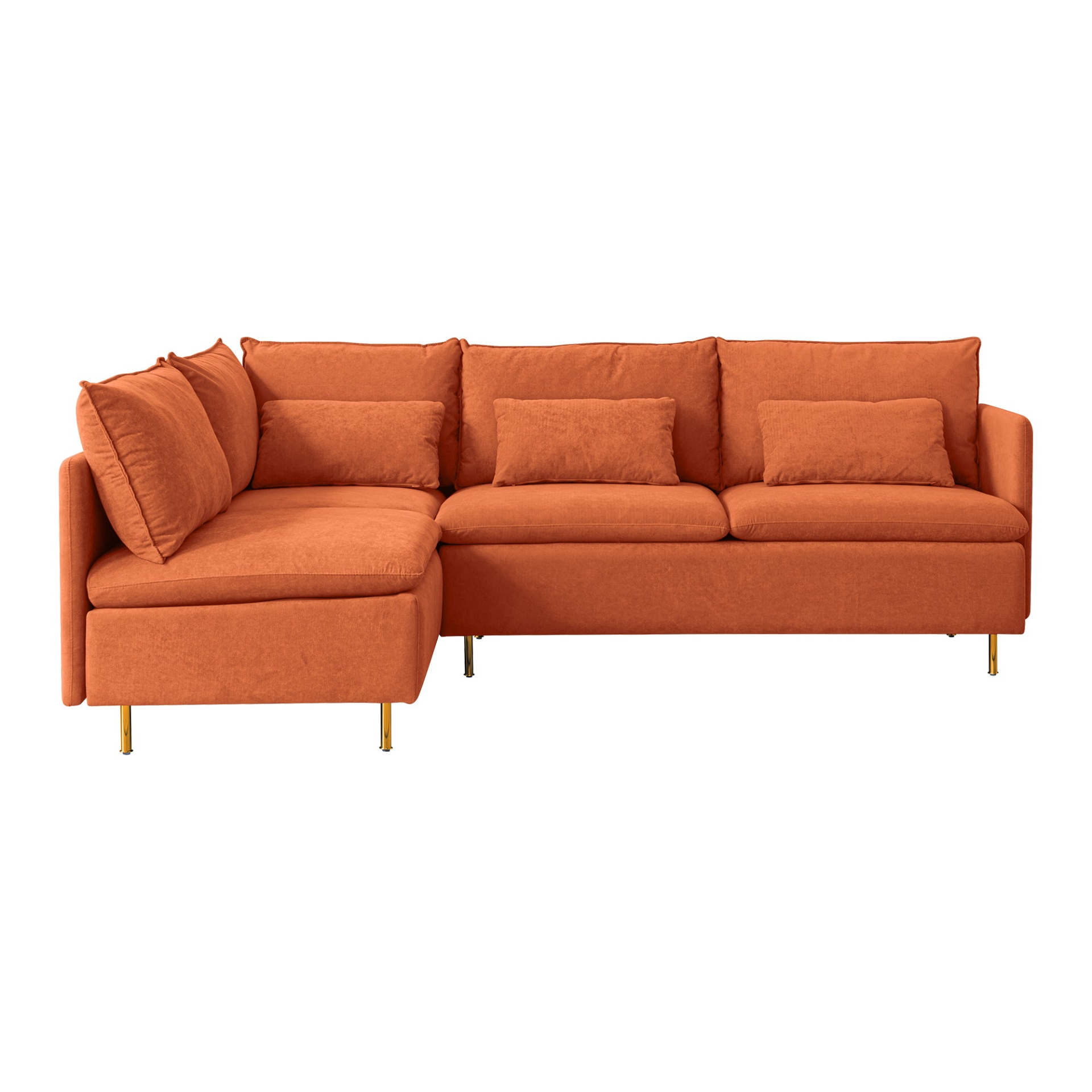 Modular L-shaped Corner Sofa, Left Hand Sectional Couch | Orange Cotton Linen-90.9'' Sensual Secret Boutique