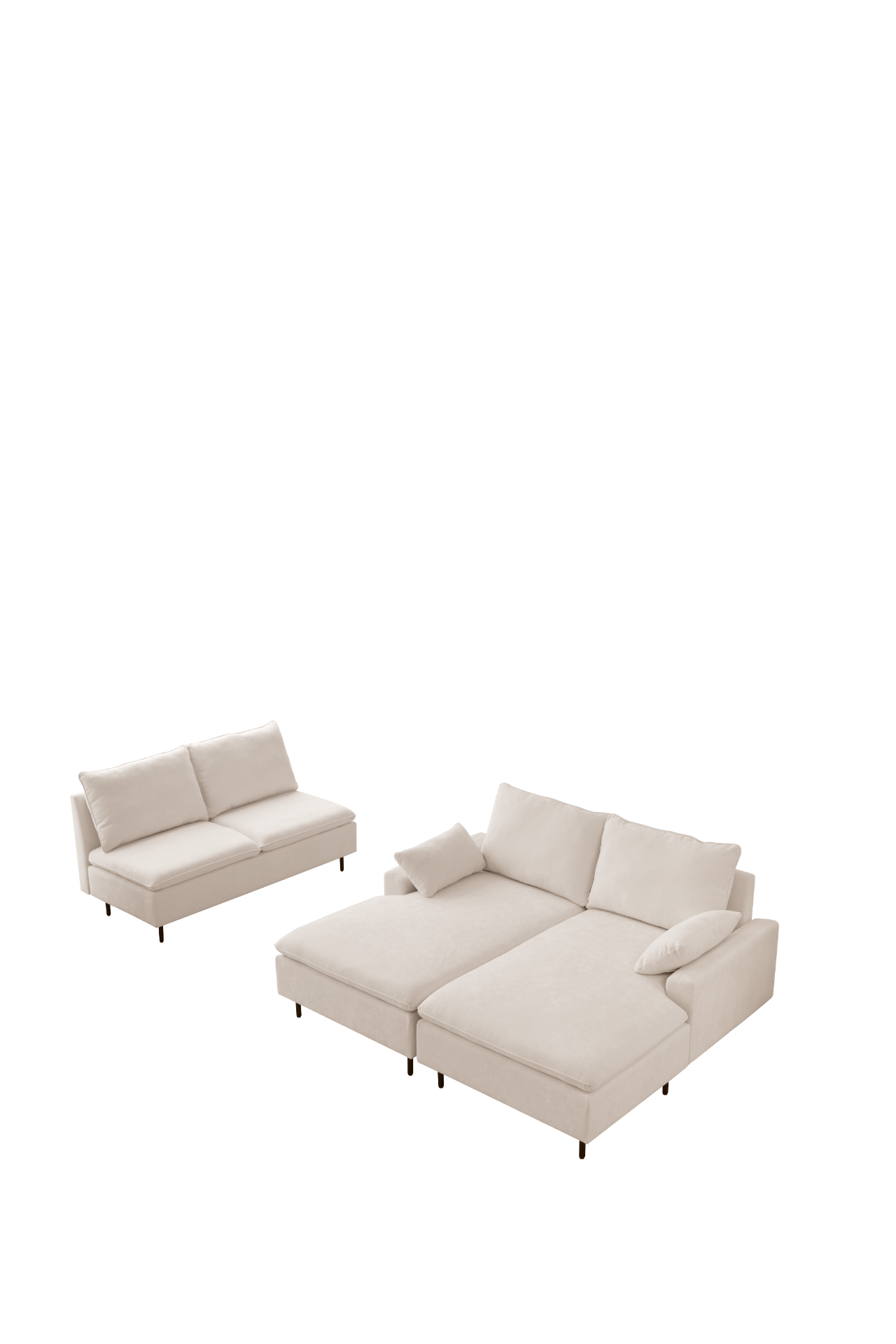 U-Shaped Linen Sectional Sofa with Double Chaises, Beige - Stylish and Versatile Sensual Secret Boutique