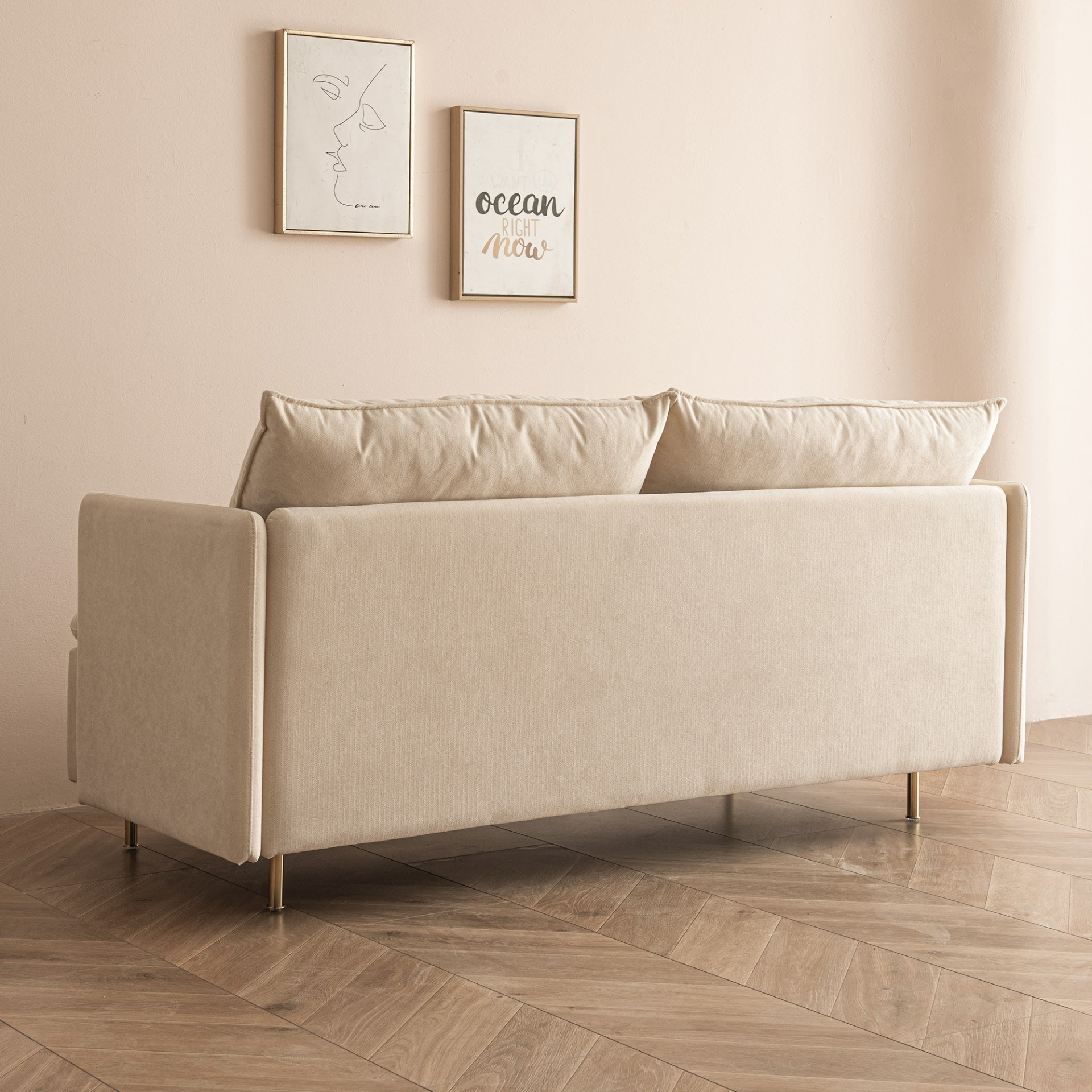 Modern Upholstered Loveseat Sofa | Beige Cotton Linen | 63.8'' Sensual Secret Boutique