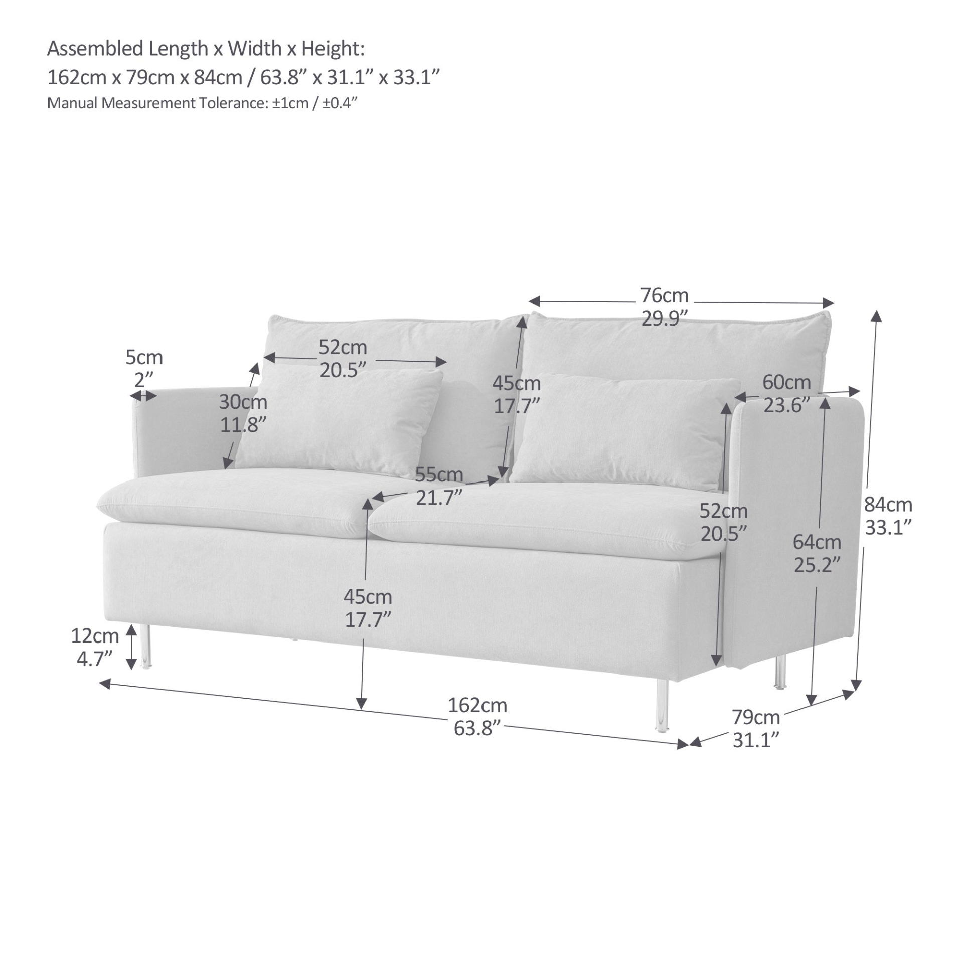 Modern Upholstered Loveseat Sofa | Beige Cotton Linen | 63.8'' Sensual Secret Boutique