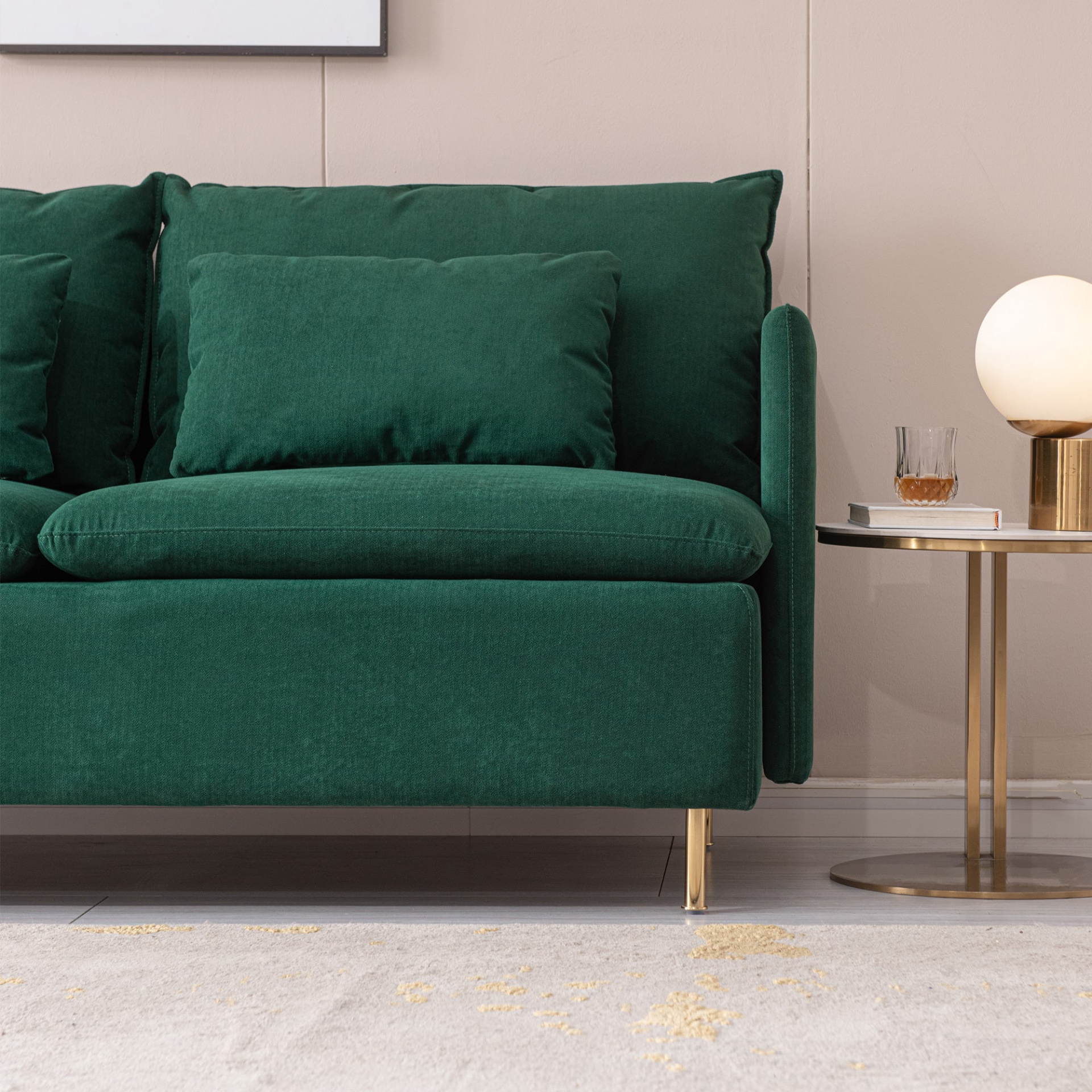 Modern Upholstered Loveseat Sofa - Emerald Cotton Linen (63.8") Sensual Secret Boutique