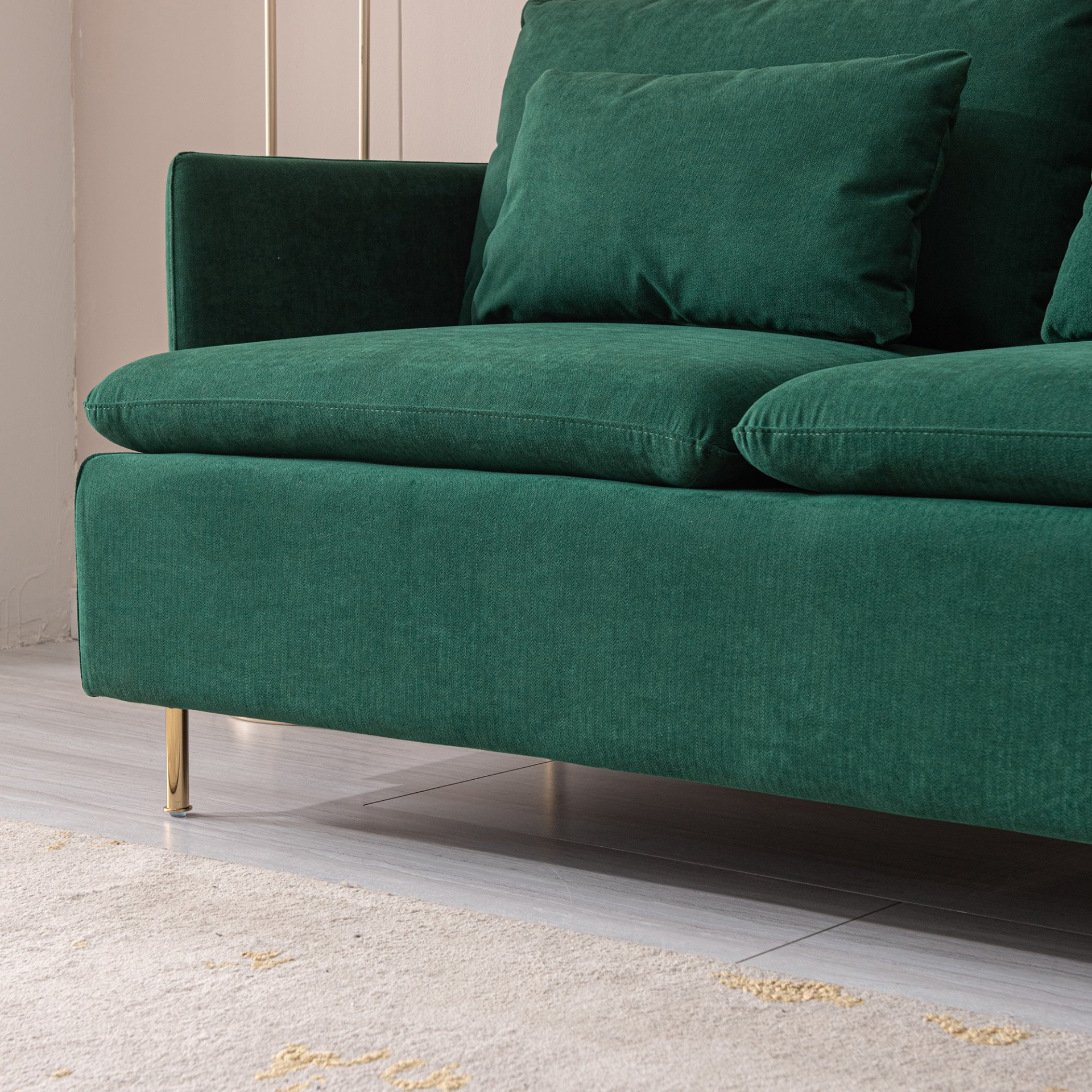 Modern Upholstered Loveseat Sofa - Emerald Cotton Linen (63.8") Sensual Secret Boutique