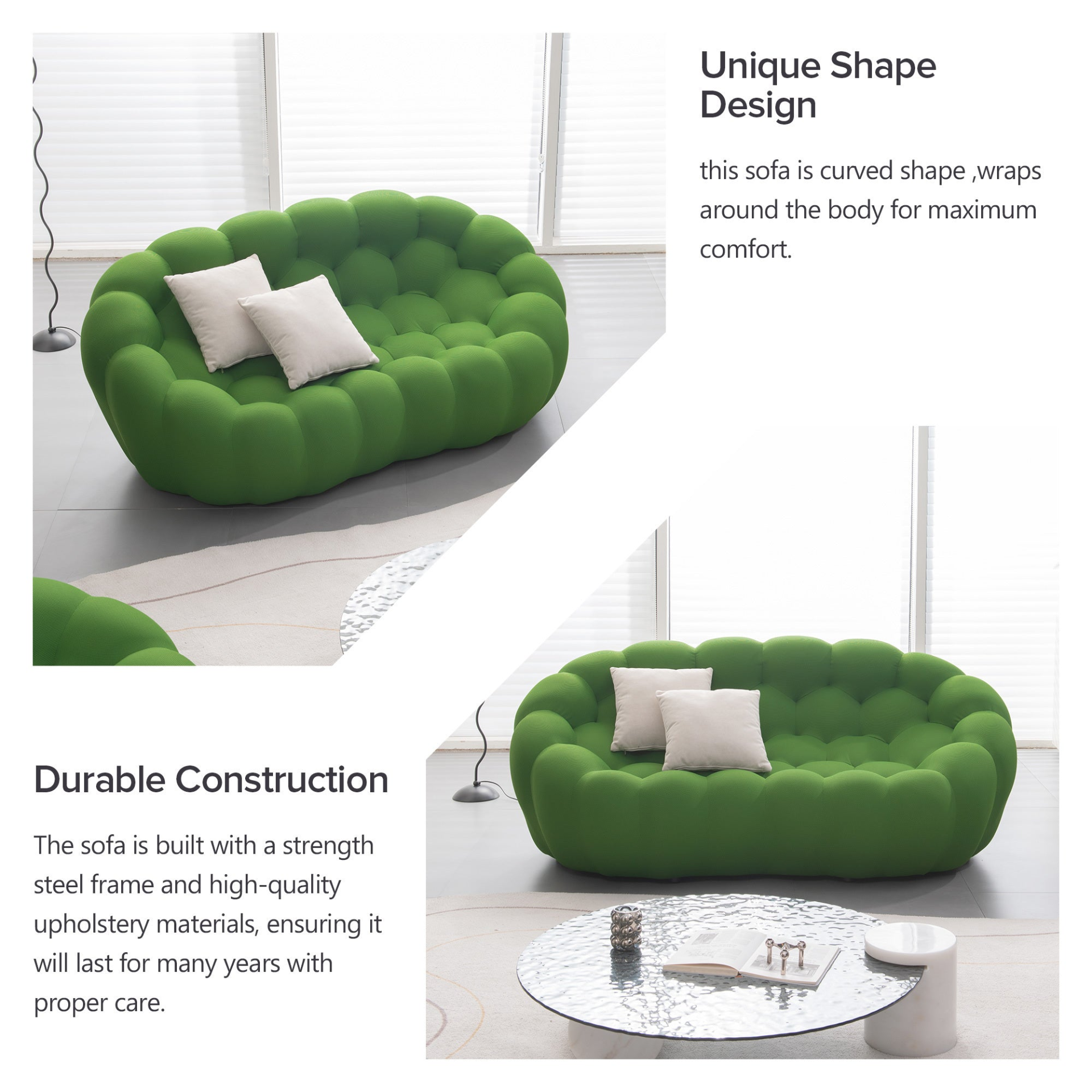 Modern Bubble Floor Couch for Living Room, Green - Luxury and Comfort Guaranteed Sensual Secret Boutique