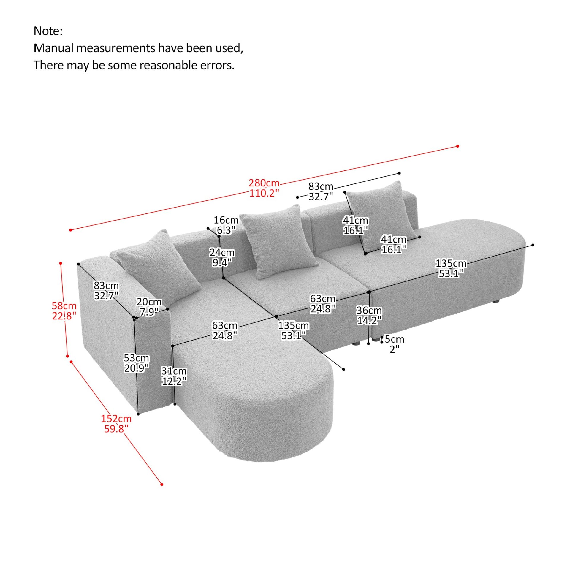 Modern Sectional L Shape Boucle Sofa with Curved Seat (Facing Left) - Stylish and Comfortable | YourStore Sensual Secret Boutique