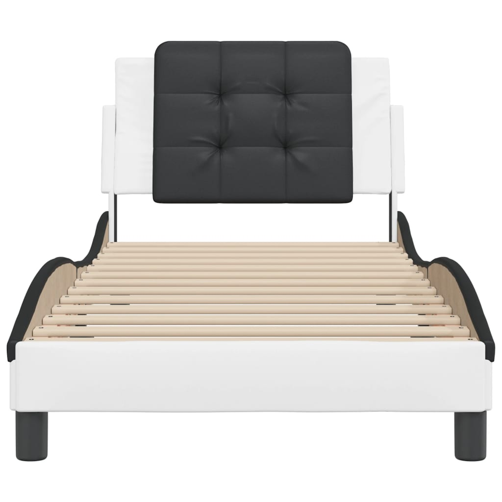 vidaXL Bed Frame with Headboard White and Black 90x190 cm Single Faux Leather Sensual Secret Boutique