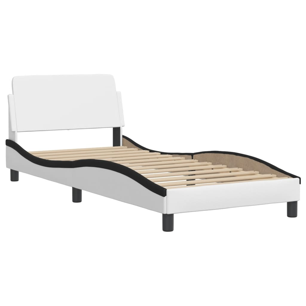 vidaXL Bed Frame with Headboard White and Black 90x190 cm Single Faux Leather Sensual Secret Boutique