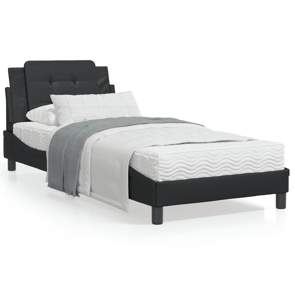 vidaXL Bed Frame with Headboard Black 90x200 cm Faux Leather Sensual Secret Boutique