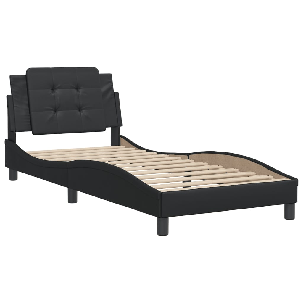 vidaXL Bed Frame with Headboard Black 90x200 cm Faux Leather Sensual Secret Boutique