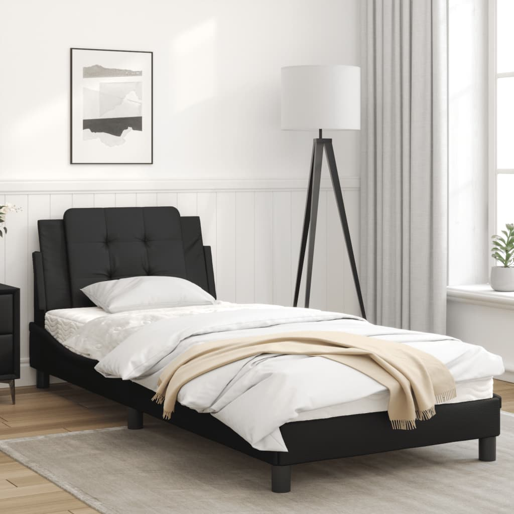 vidaXL Bed Frame with Headboard Black 90x200 cm Faux Leather Sensual Secret Boutique