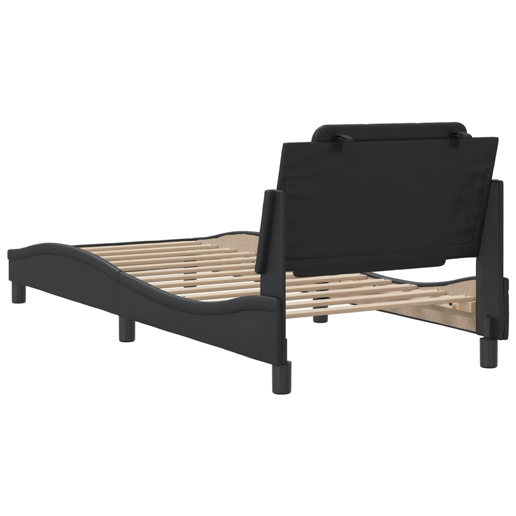 vidaXL Bed Frame with Headboard Black 90x200 cm Faux Leather Sensual Secret Boutique