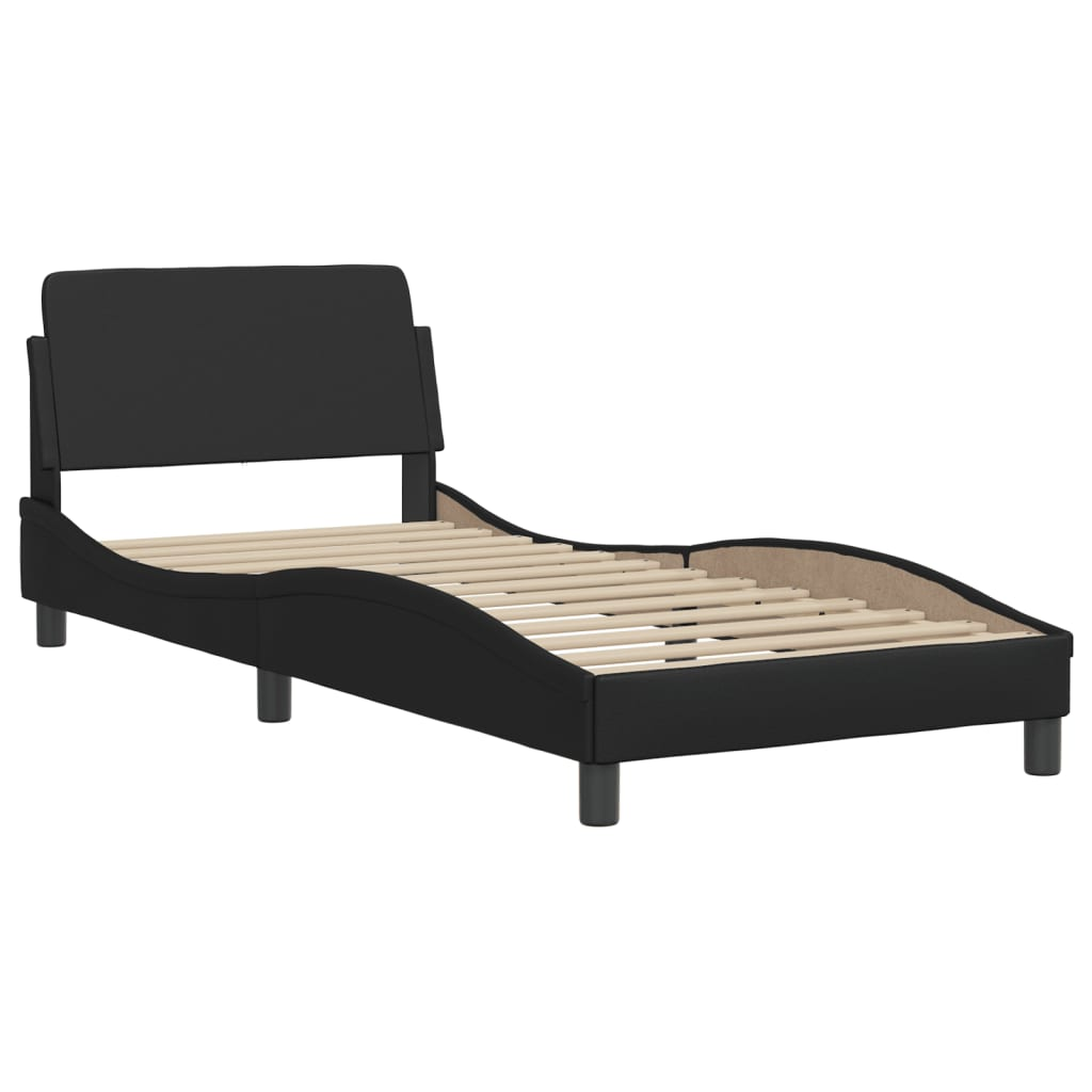 vidaXL Bed Frame with Headboard Black 90x200 cm Faux Leather Sensual Secret Boutique