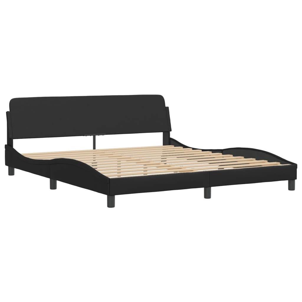 vidaXL Bed Frame with Headboard Black 180x200 cm Super King Faux Leather Sensual Secret Boutique