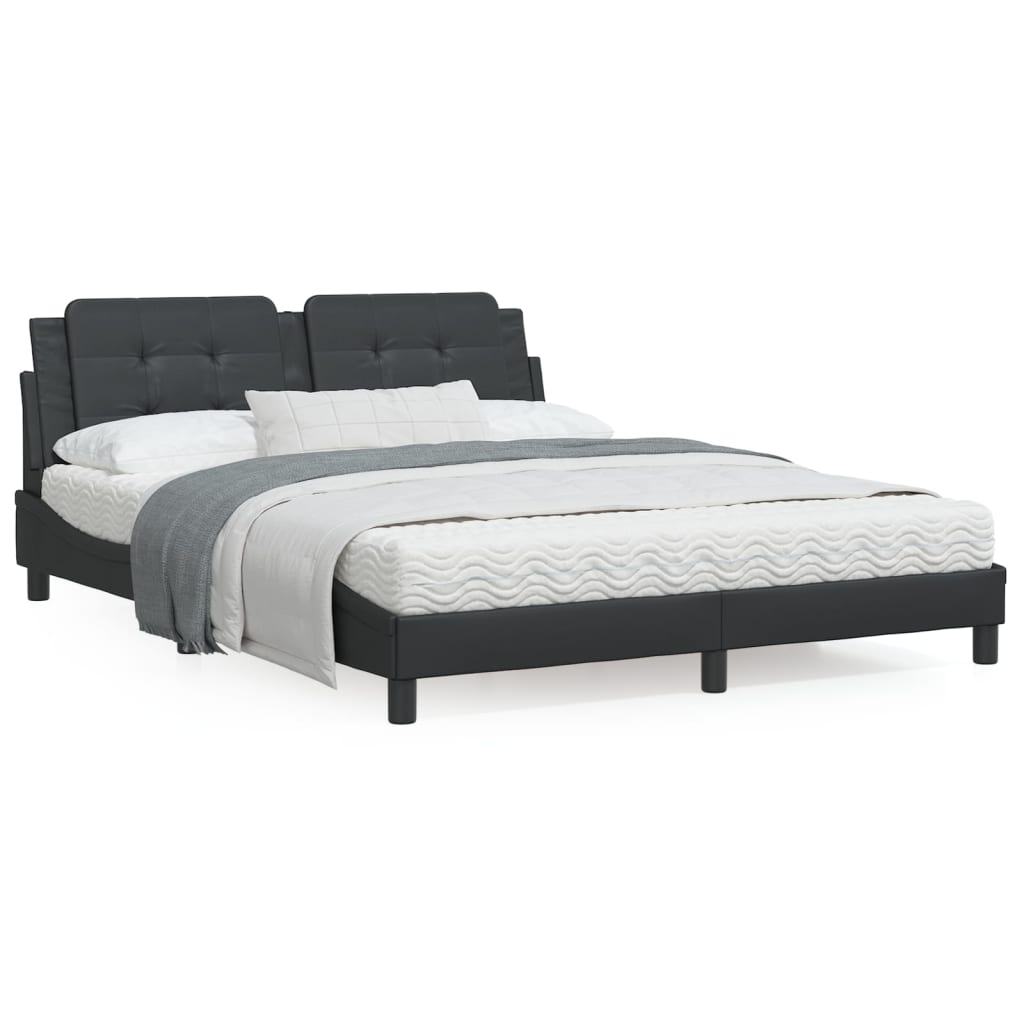 vidaXL Bed Frame with Headboard Black 160x200 cm Faux Leather Sensual Secret Boutique