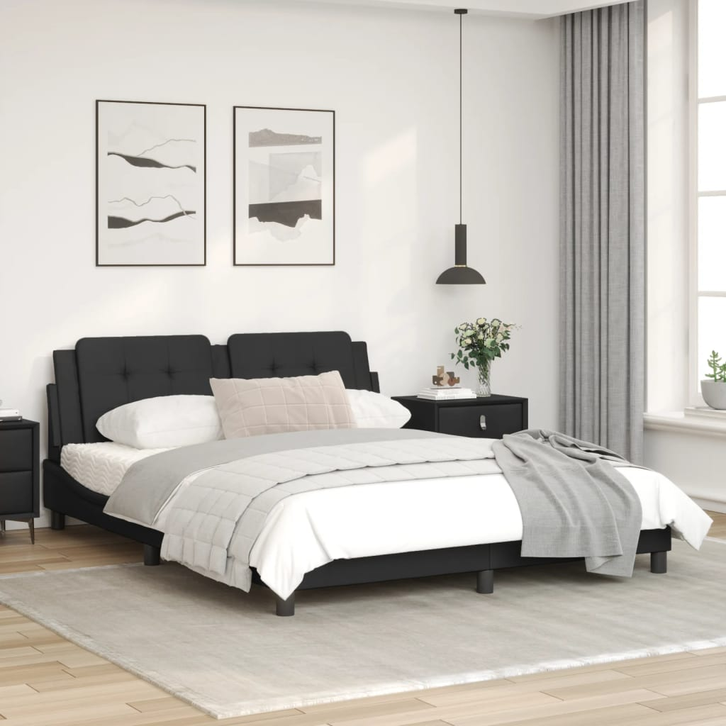 vidaXL Bed Frame with Headboard Black 160x200 cm Faux Leather Sensual Secret Boutique