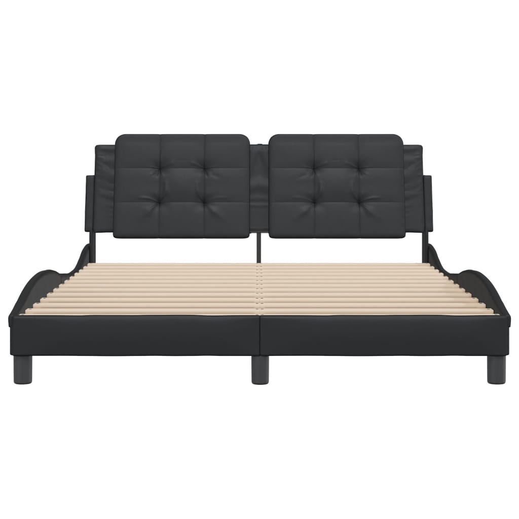 vidaXL Bed Frame with Headboard Black 160x200 cm Faux Leather Sensual Secret Boutique