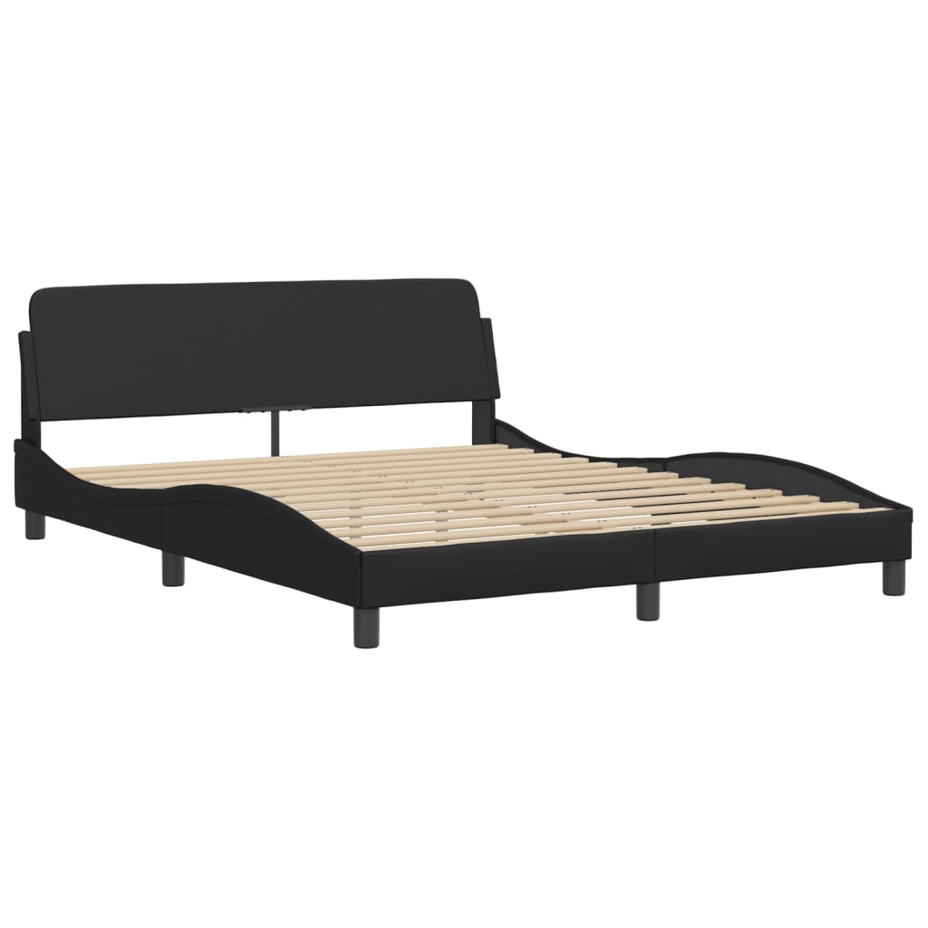 vidaXL Bed Frame with Headboard Black 160x200 cm Faux Leather Sensual Secret Boutique