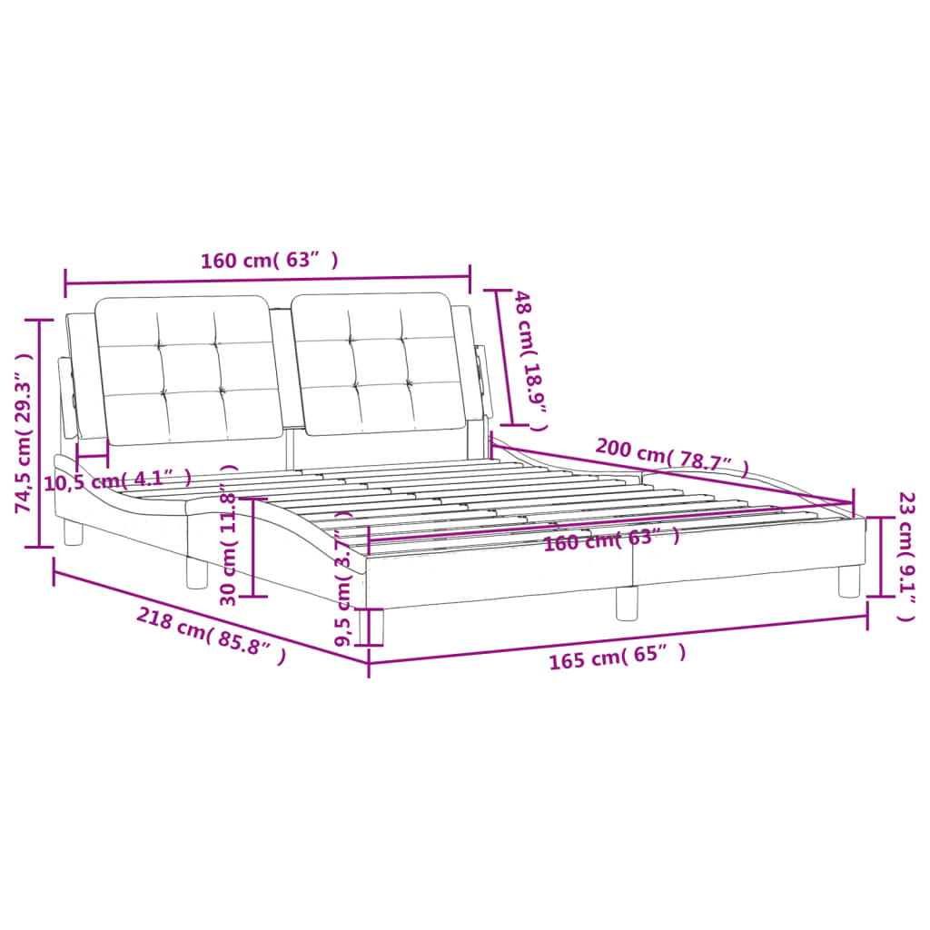 vidaXL Bed Frame with Headboard Black 160x200 cm Faux Leather Sensual Secret Boutique