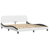 vidaXL Bed Frame with LED Lights White and Black 180x200 cm Super King Faux Leather Sensual Secret Boutique