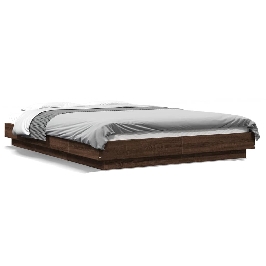 vidaXL Bed Frame Brown Oak 140x190 cm Engineered Wood - Modern Style, Durable Material Sensual Secret Boutique