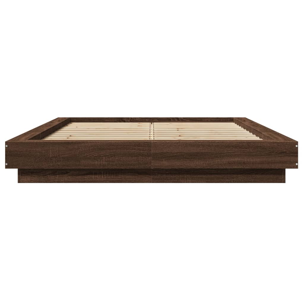 vidaXL Bed Frame Brown Oak 140x190 cm Engineered Wood - Modern Style, Durable Material Sensual Secret Boutique