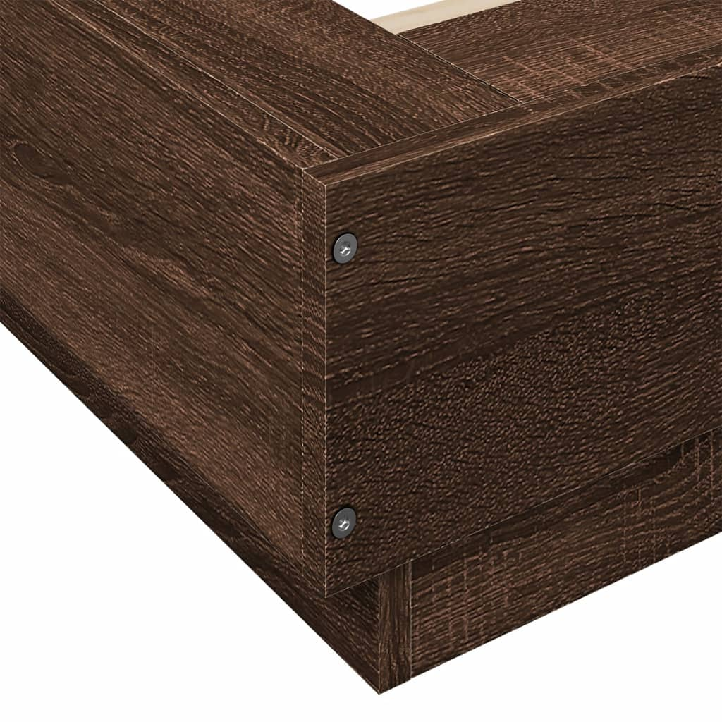 vidaXL Bed Frame Brown Oak 140x190 cm Engineered Wood - Modern Style, Durable Material Sensual Secret Boutique