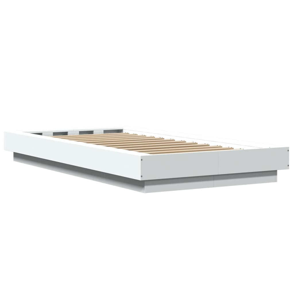 vidaXL Bed Frame White 100x200 cm Engineered Wood - Modern Design, Durable Material Sensual Secret Boutique