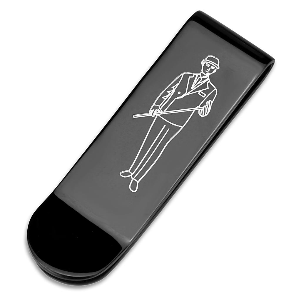 LO4137 - Ruthenium Brass Money Clip with No Stone