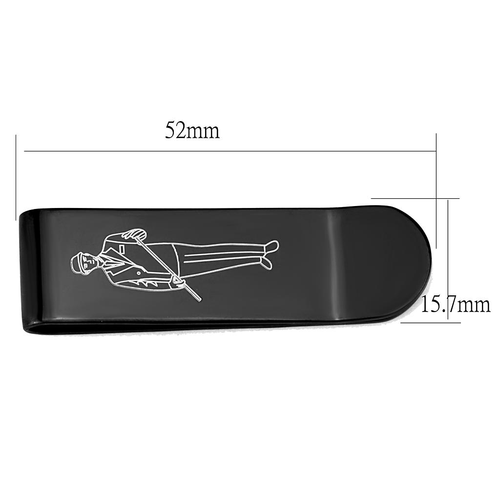 LO4137 - Ruthenium Brass Money Clip with No Stone