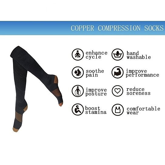 Copper Infused Compression Socks Lightweight - Relieve Pain & Improve Circulation Sensual Secret Boutique