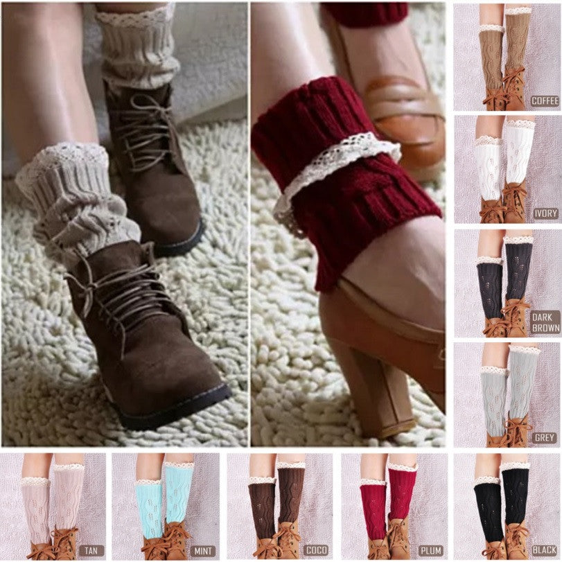 Vintage Style CableKnit Leg Warmer Socks With Lace | Cozy & Fashionable Sensual Secret Boutique