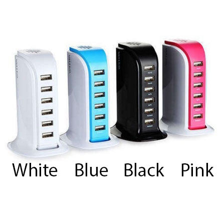 Smart Power 6 USB Colorful Tower - Charge Any Gadget with Speed and Style Sensual Secret Boutique