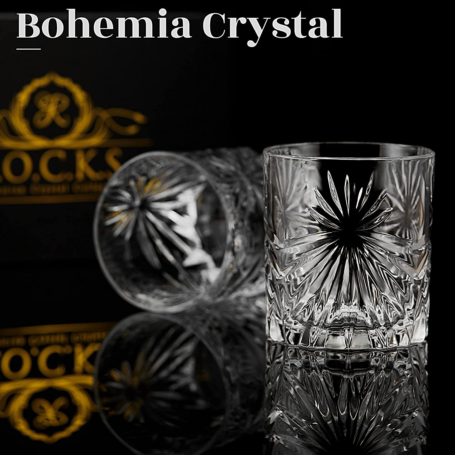 Crystal Whiskey Glasses - Set of 2 Soleil Glass Tumblers (10.7oz) | Eco-Crystal Glassware Sensual Secret Boutique