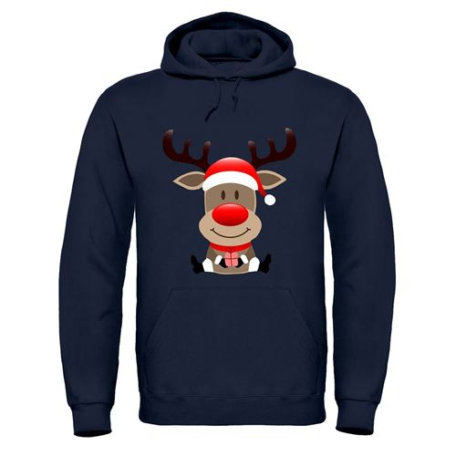 Adults XMS2 'Sitting Reindeer' Hoodie - Festive Christmas Novelty Hooded Top Sensual Secret Boutique