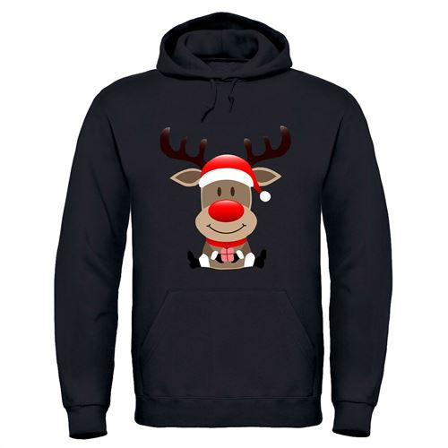 Adults XMS2 'Sitting Reindeer' Hoodie - Festive Christmas Novelty Hooded Top Sensual Secret Boutique