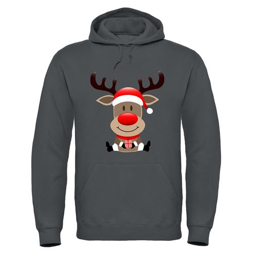 Adults XMS2 'Sitting Reindeer' Hoodie - Festive Christmas Novelty Hooded Top Sensual Secret Boutique