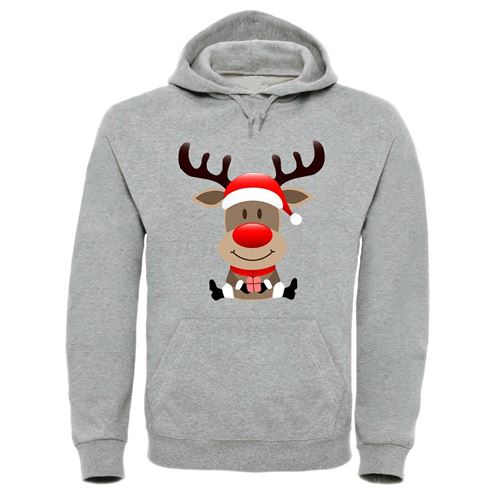 Adults XMS2 'Sitting Reindeer' Hoodie - Festive Christmas Novelty Hooded Top Sensual Secret Boutique