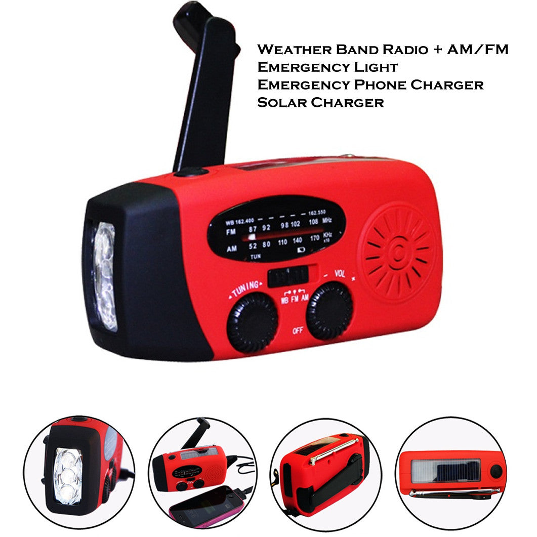 Storm Safe Emergency AM/FM/NOAA Weather Band Radio With Solar Flash Light And Built-in Phone Charger Sensual Secret Boutique