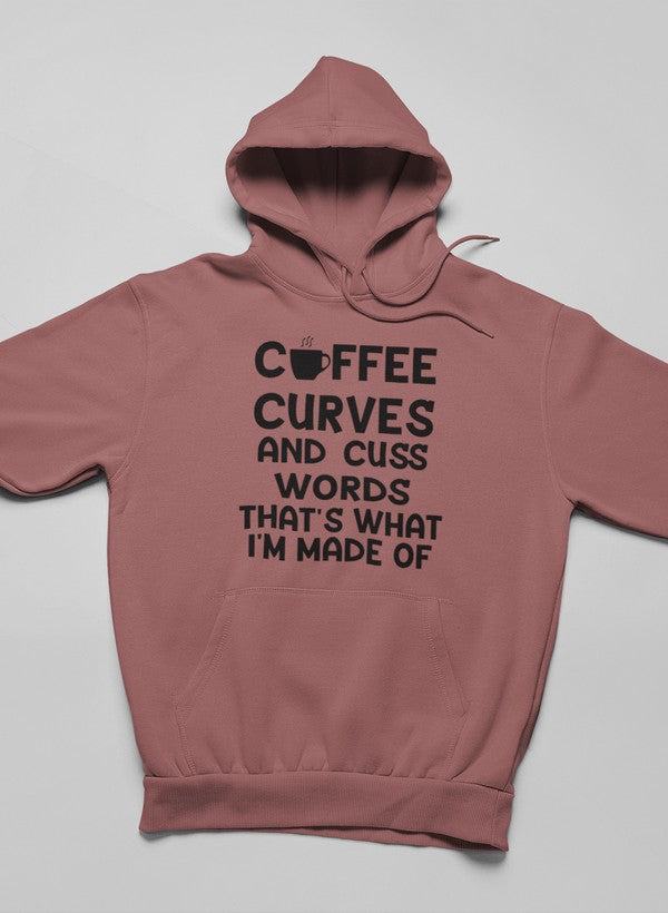 Coffee Curves & Cuss Words Hoodie - Cozy and Stylish, Perfect for Coffee Lovers Sensual Secret Boutique